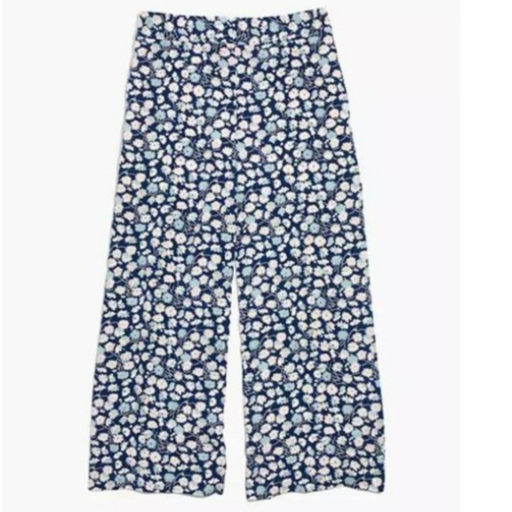 Madewell Blue Floral Stretch Wide Leg Pant